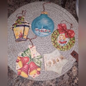 Vintage Holiday Card Ornament Set
